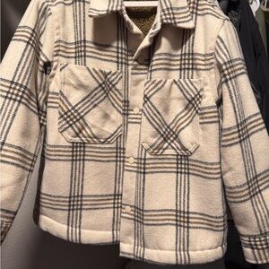 Zara Kids Plaid Jacket in Cream and Black